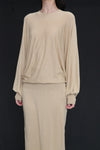 SWAYING/KNIT bat sleeves back slit dress SW24SS2L22 Turmeric PS70